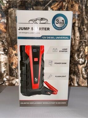 Multitask Device 3-in-1 Car Emergency Power Supply - Black & Red